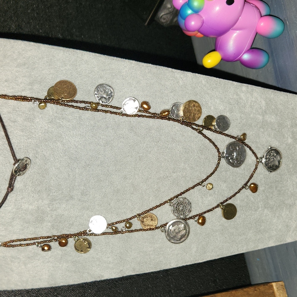 Multi-Layer Coin Necklace in Silver and Gold